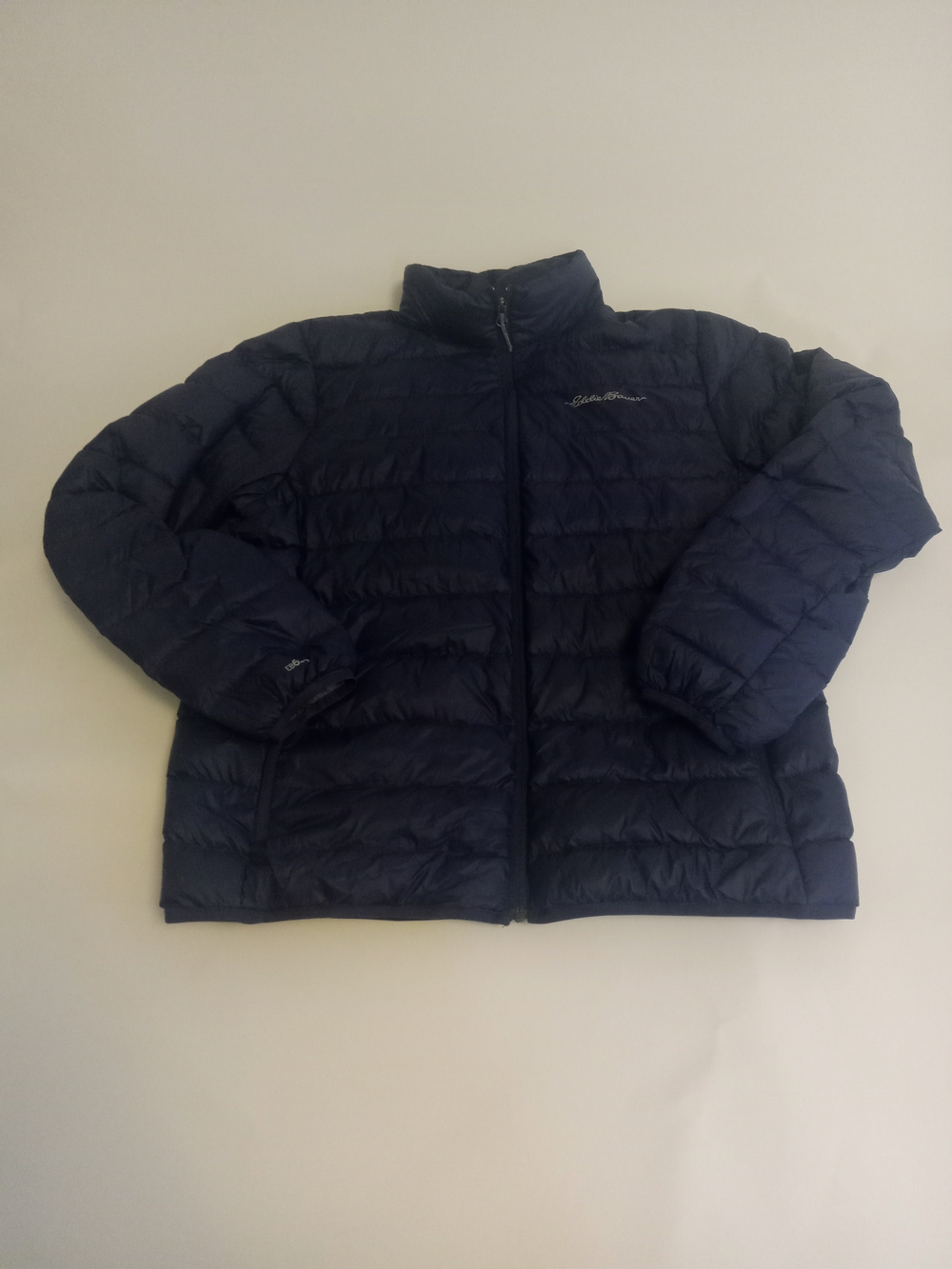 Eddie Bauer Eb650 Navy Lightweight Down Quilted Puffer Jacket Sz Large Dark Navy